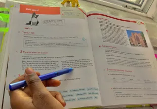 Students learning German